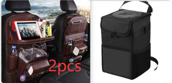 PU Leather Car Storage Bag Multifunction Seat Back Tray Hanging Bag Waterproof Car Organizer Automotive Interior Accessories