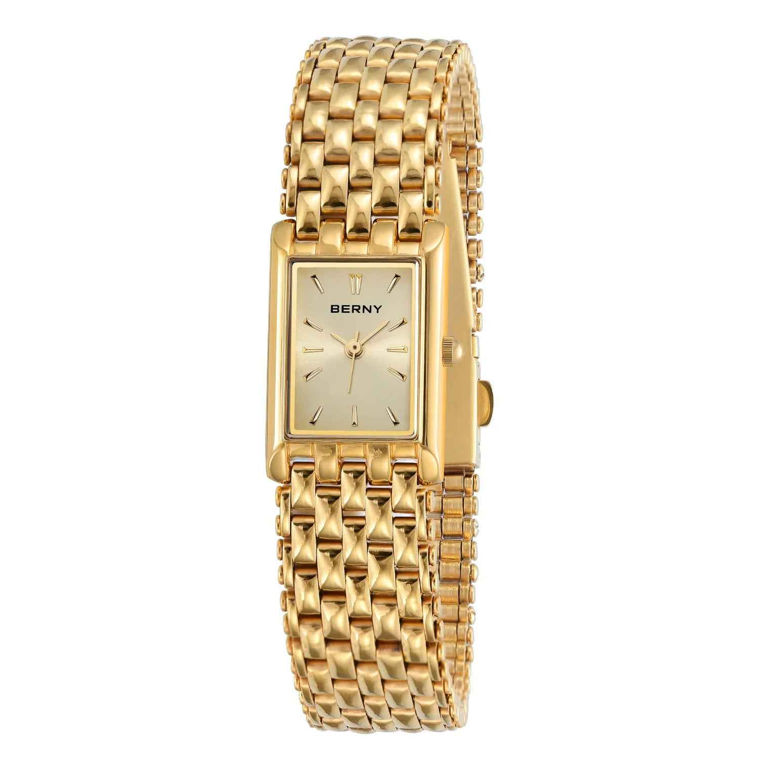 Ultra-thin Gold Quartz Watch Rectangular Stainless Steel Band Waterproof Couple Watch