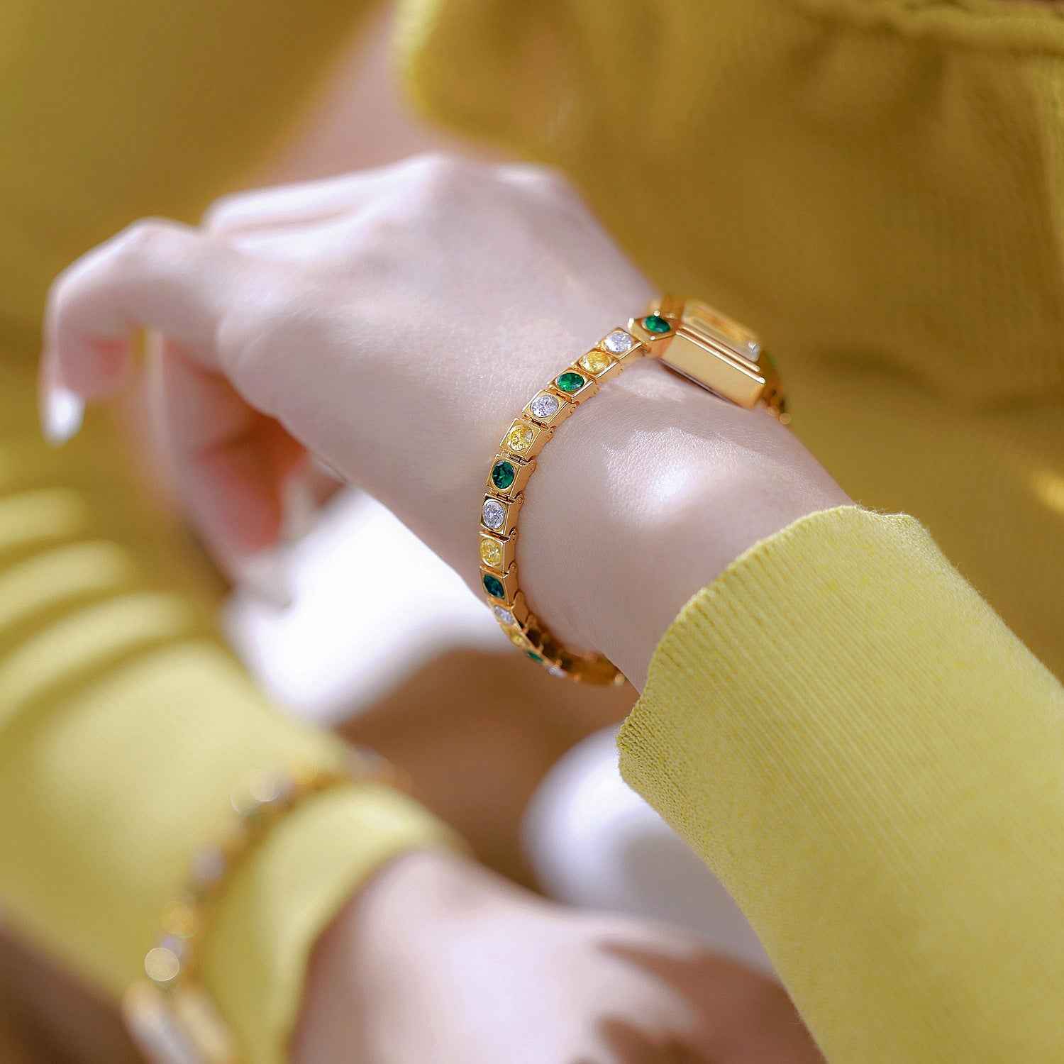 Light Luxury Temperament Gradient Diamond Anique Pocket Watch Spring Green Women's Watch