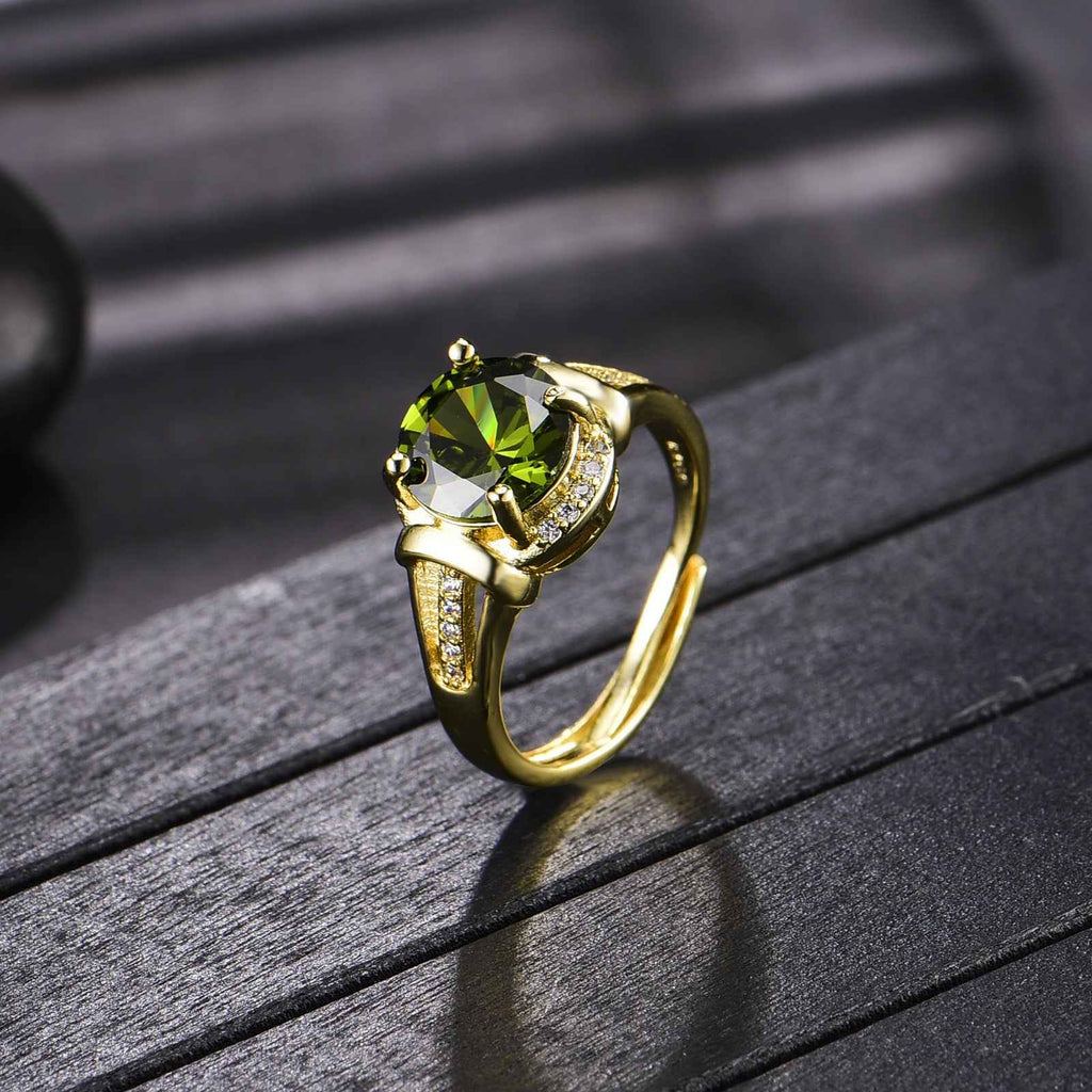 High-end Fashionable Olive Green 18K Gold-plated Open Ring