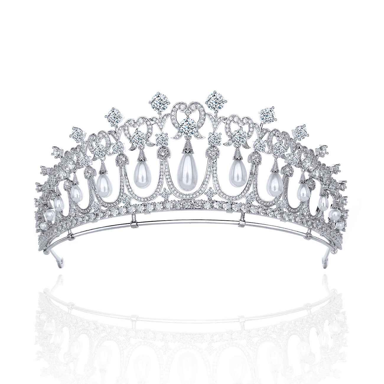 Hair Accessories Bridal Wedding Zircon Crown Pearl Tears Wedding Tiara