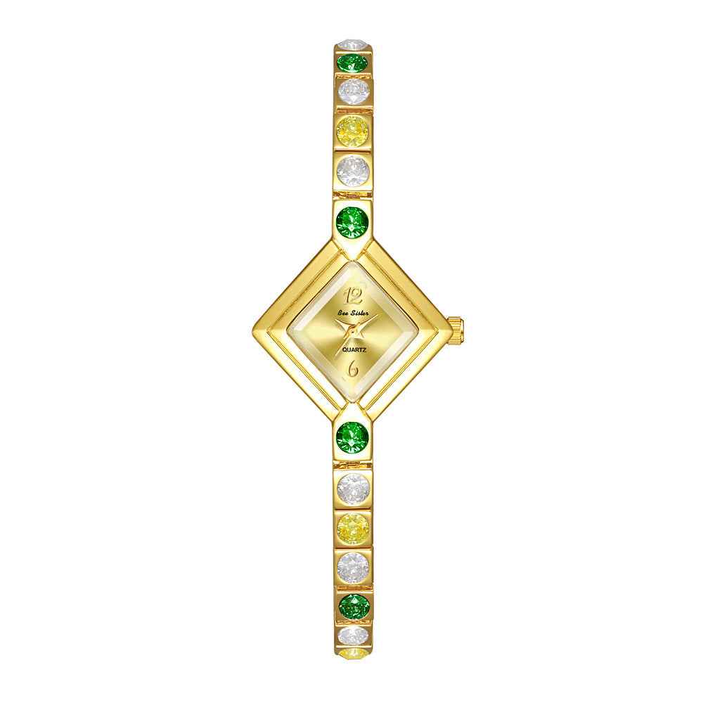 Light Luxury Temperament Gradient Diamond Anique Pocket Watch Spring Green Women's Watch