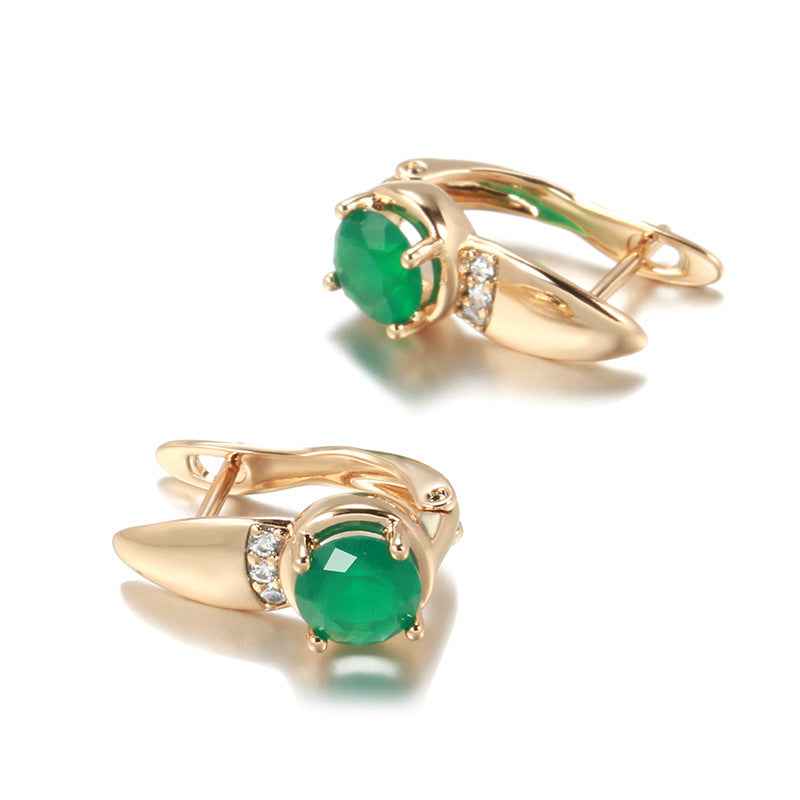 Women's Simple Emerald Green Zircon Earrings