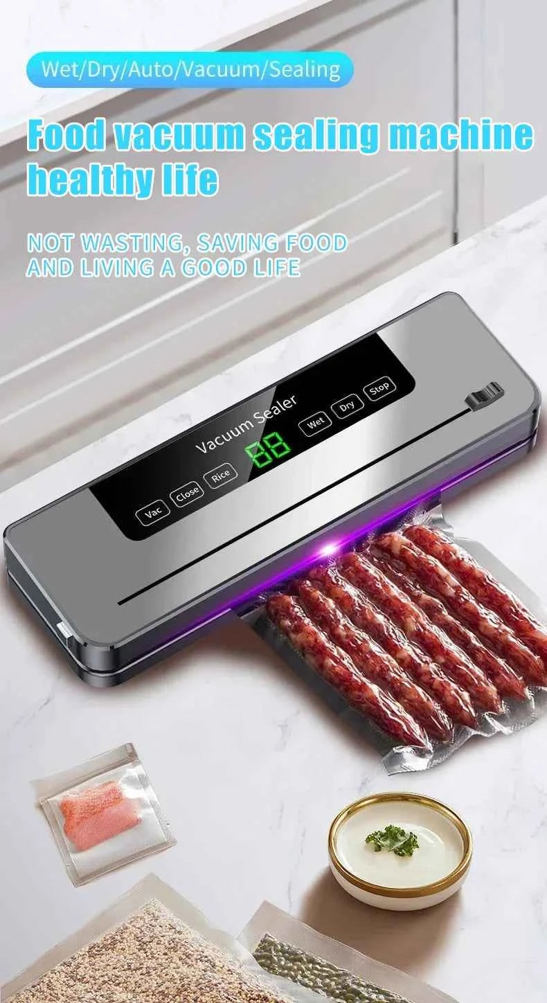 Electric Vacuum Sealer Food Storage Seal Touch Button Dry/Wet Built-in Cutter Kitchen Food Sealing Vacuum packaging machine
