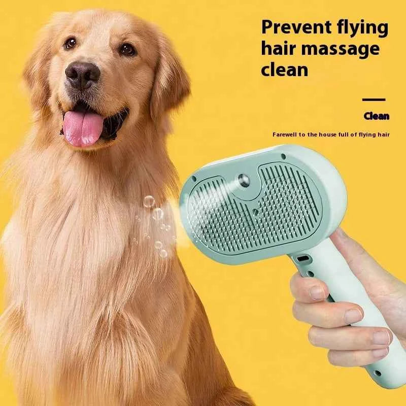 Multifunctional USB Pet Spray Brush for Cat Dog Cleaning Steamy Spray Massage Comb Removal Grooming Brush Release Button