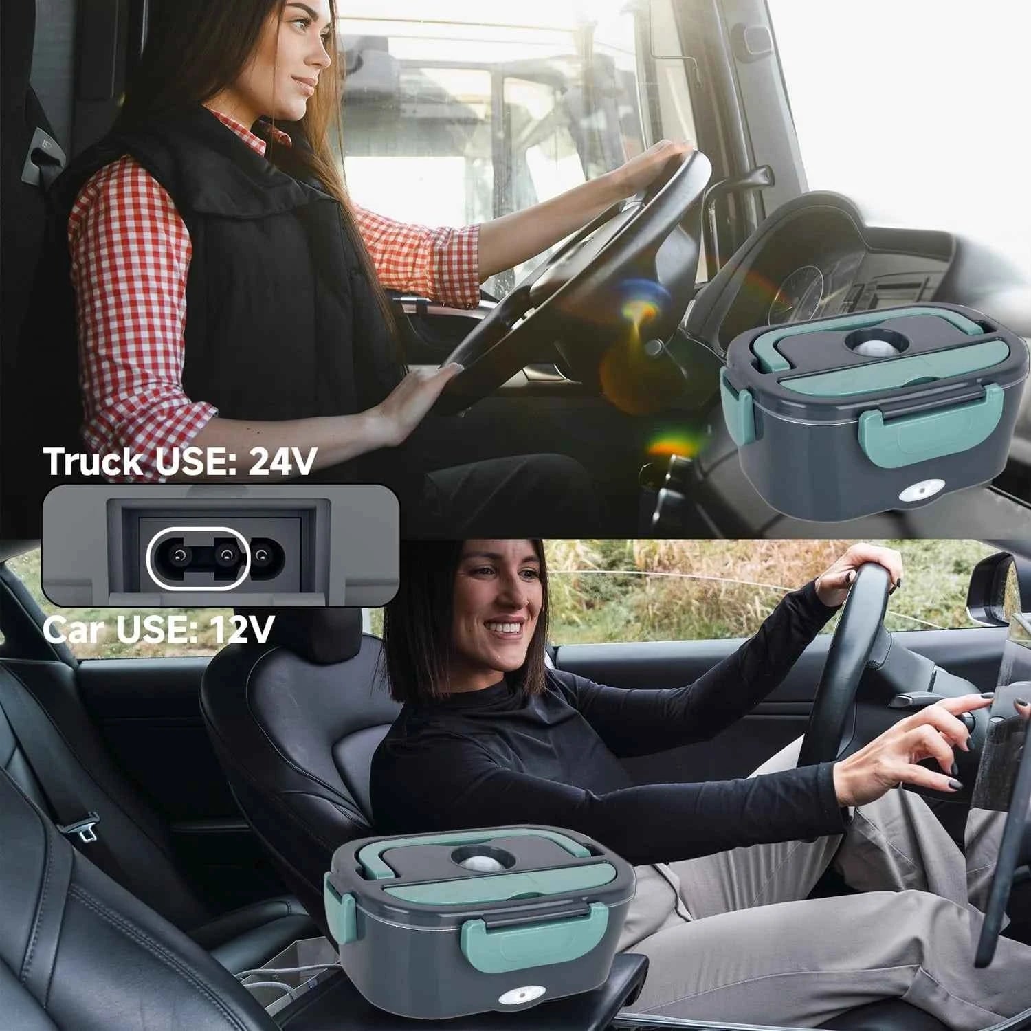 Electric Lunch Box for Adults-60W Fast HeatedLunch Box for Men&Women with Dual 1.5LStainless Steel Containers Fast Heating Porta