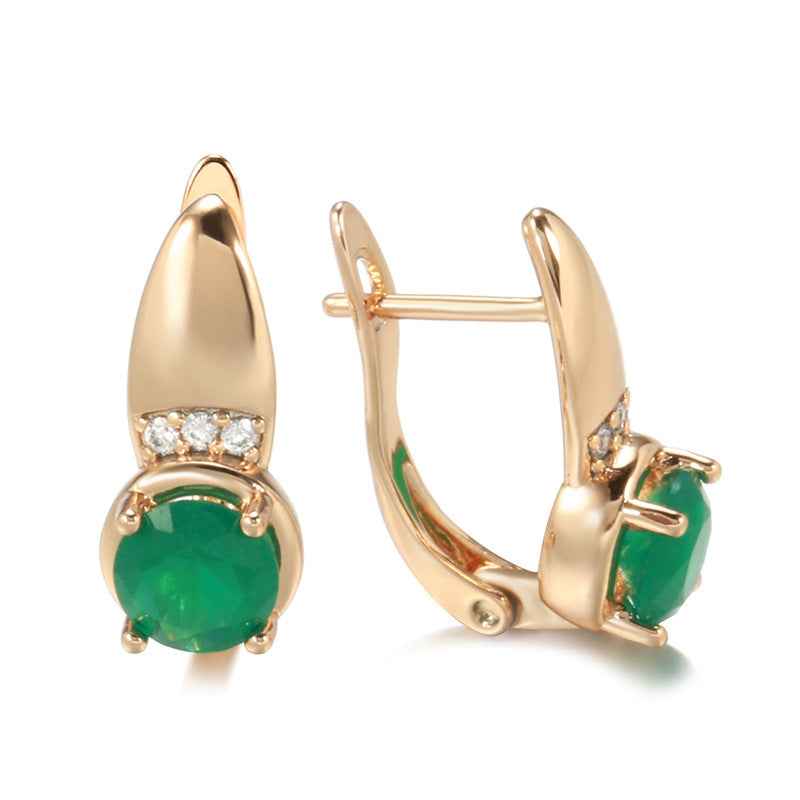 Women's Simple Emerald Green Zircon Earrings
