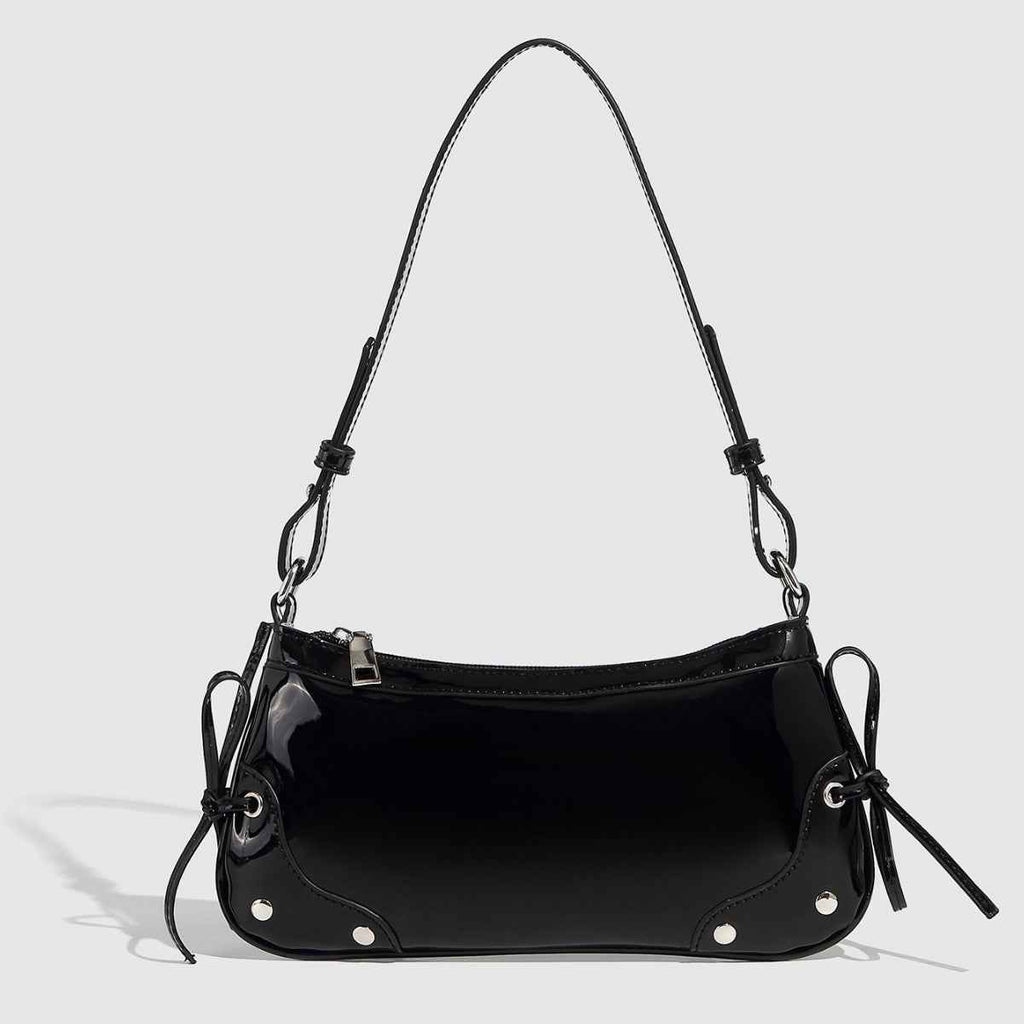 Solid Color Underarm Bag Shoulder Bag Double Bow Small Square Bag