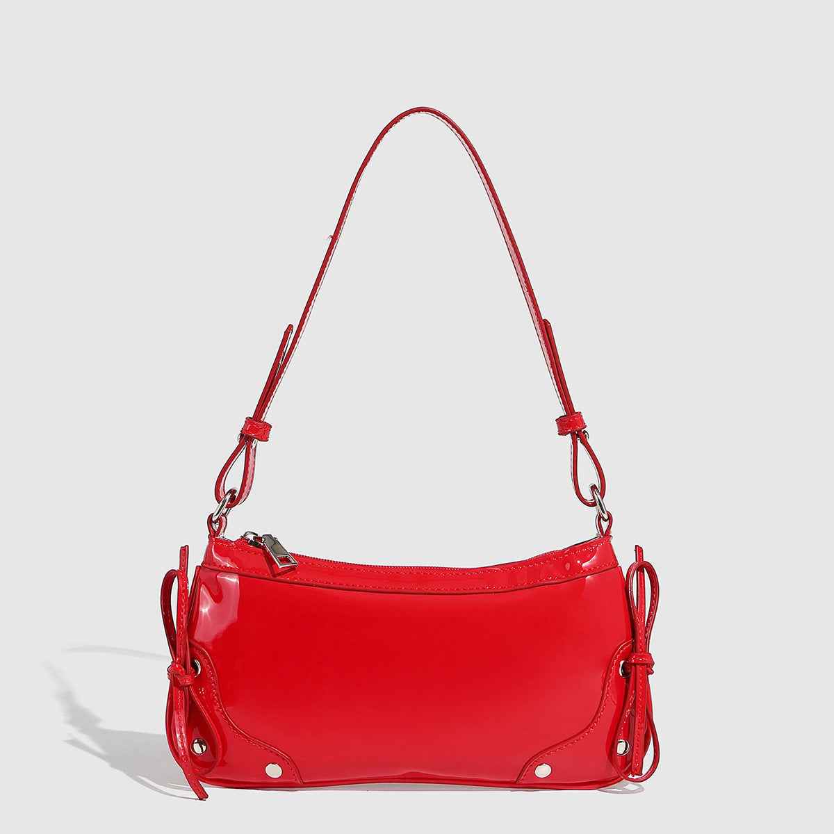 Solid Color Underarm Bag Shoulder Bag Double Bow Small Square Bag