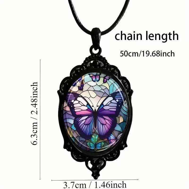Fashionable And Elegant European And American Purple Butterfly Pattern Pendant Necklace