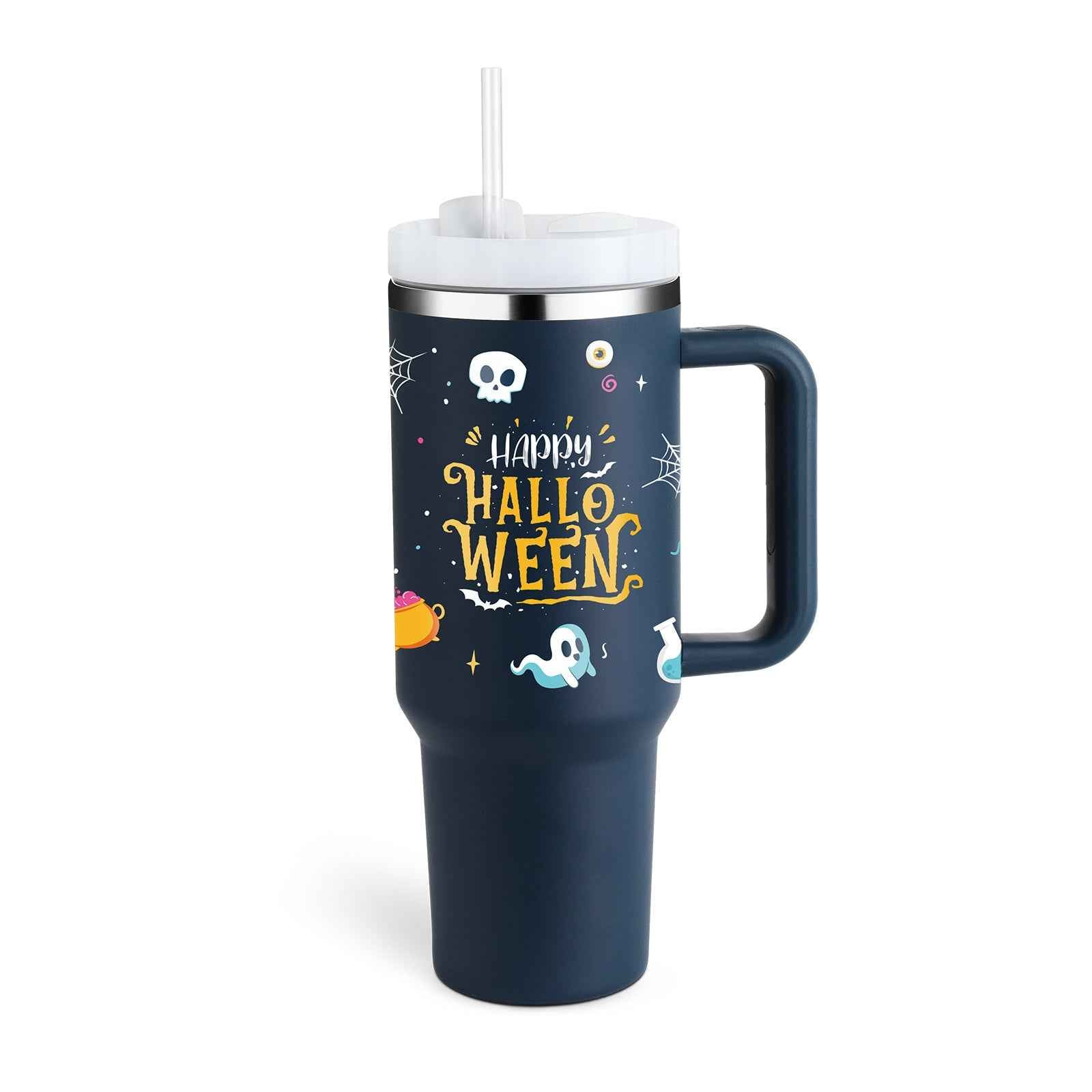 Gobelet isolé avec paille 40 oz en acier inoxydable, tasse à café étanche avec couvercle, mug conique idéal pour cadeaux de Saint-Valentin, voiture, gymnase, bureau et voyage