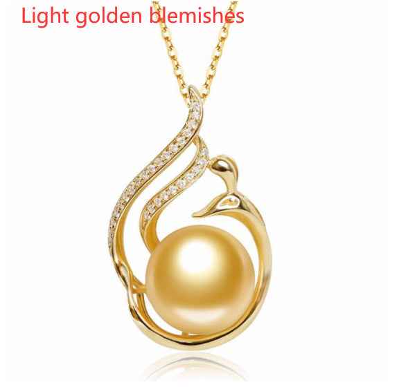 11-12mm 925 Silver Saltwater Gold Pearl Pendant