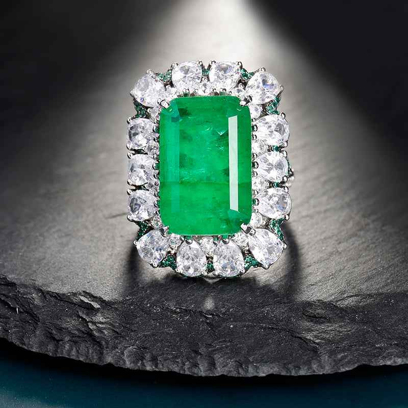 Frosty Sterling Silver Emerald Ring