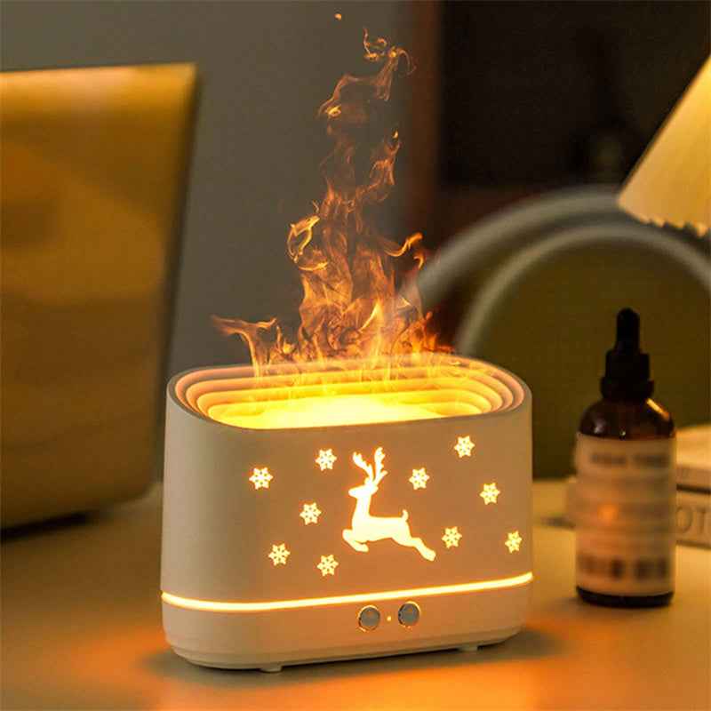 Diffuseur d'humidité Elk Flame - Humidificateur Mute, Lampe d'Ambiance pour Noël et Décorations de Maison